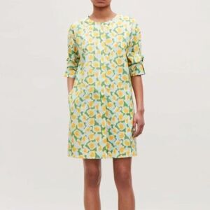 COS Floral Shirt Dress Cotton Button Down Pockets Size XS/S